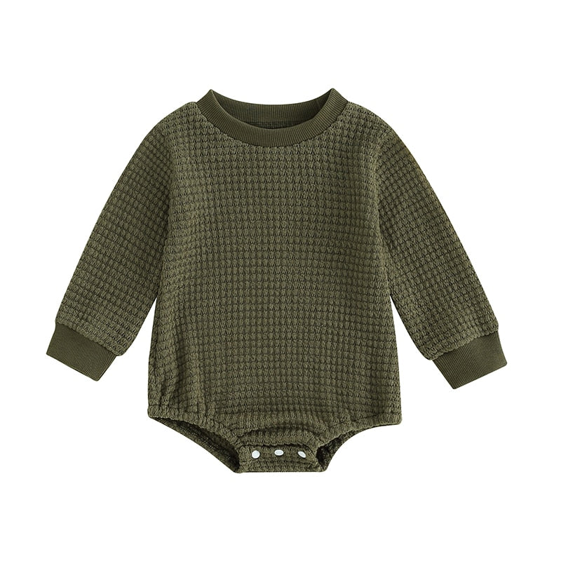 Baby Neutral Unisex Long Sleeve Fall and Winter Onesie for baby boy and baby girl in green, baby boutique, Jelly Bean Baby Co.
