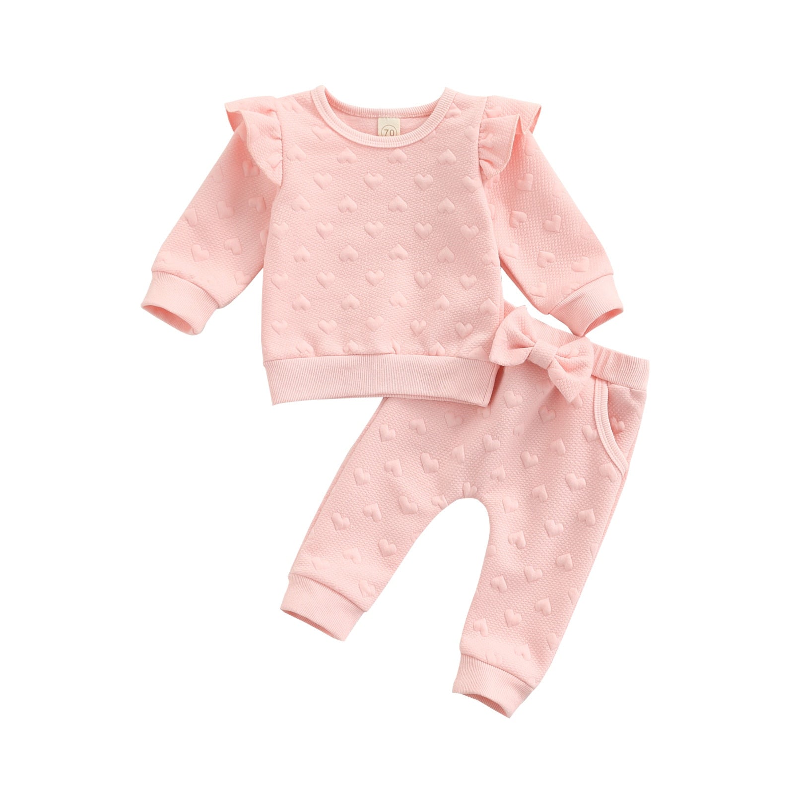 Baby Girl Two Piece Pink Heart Outfit - Main Image