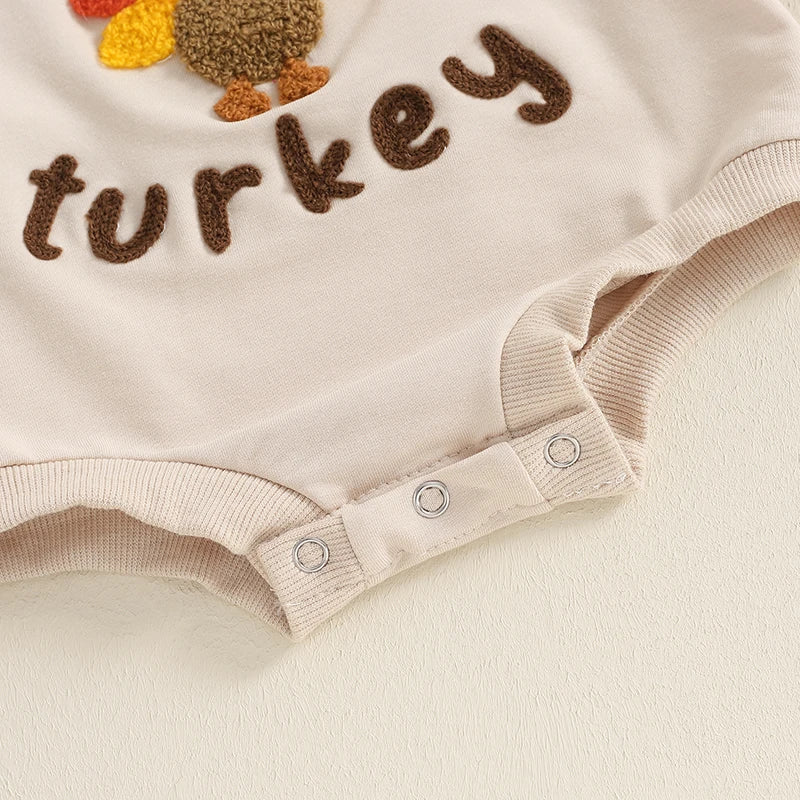 Bottom snaps for Beige "Little Turkey" Long Sleeved Onesie, baby girl, baby boy, baby boutique, Jelly Bean Baby Co. 