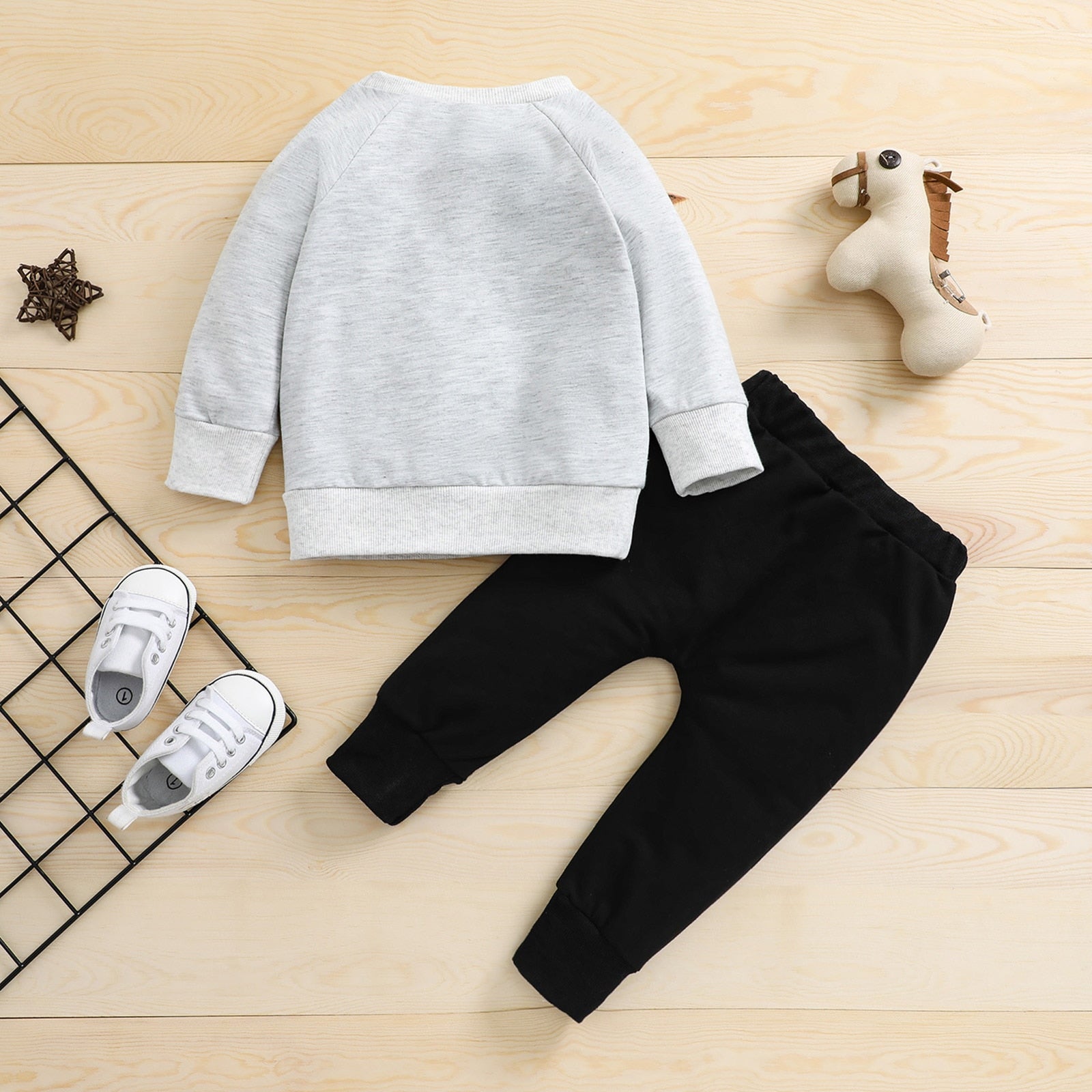 Fuzzy Bear Two Piece Sweatshirt and Sweatpants Set JellyBeanBabyCo